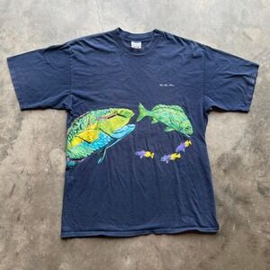 Vintage 90s all over print Fish T shirt